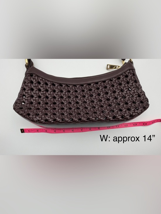 JW PEI Lily Faux Bamboo Woven Shoulder Bag Brown Vegan Leather Crossbody - Picture 7 of 7